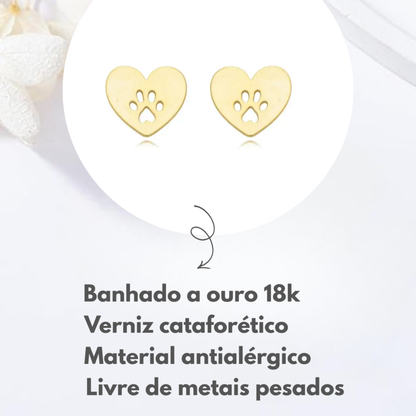 Brincos Coração com Patinha