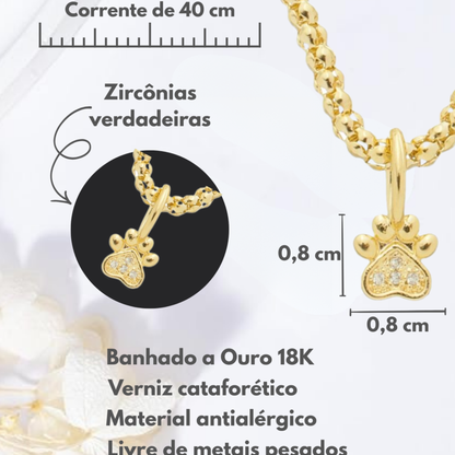 Colar Adulto Pipoca com Pingente de Pata