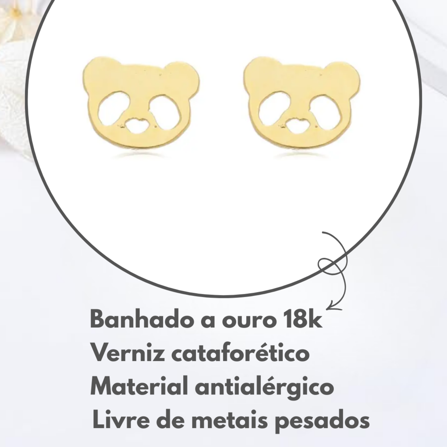 Brincos Infantis Carinha de Panda