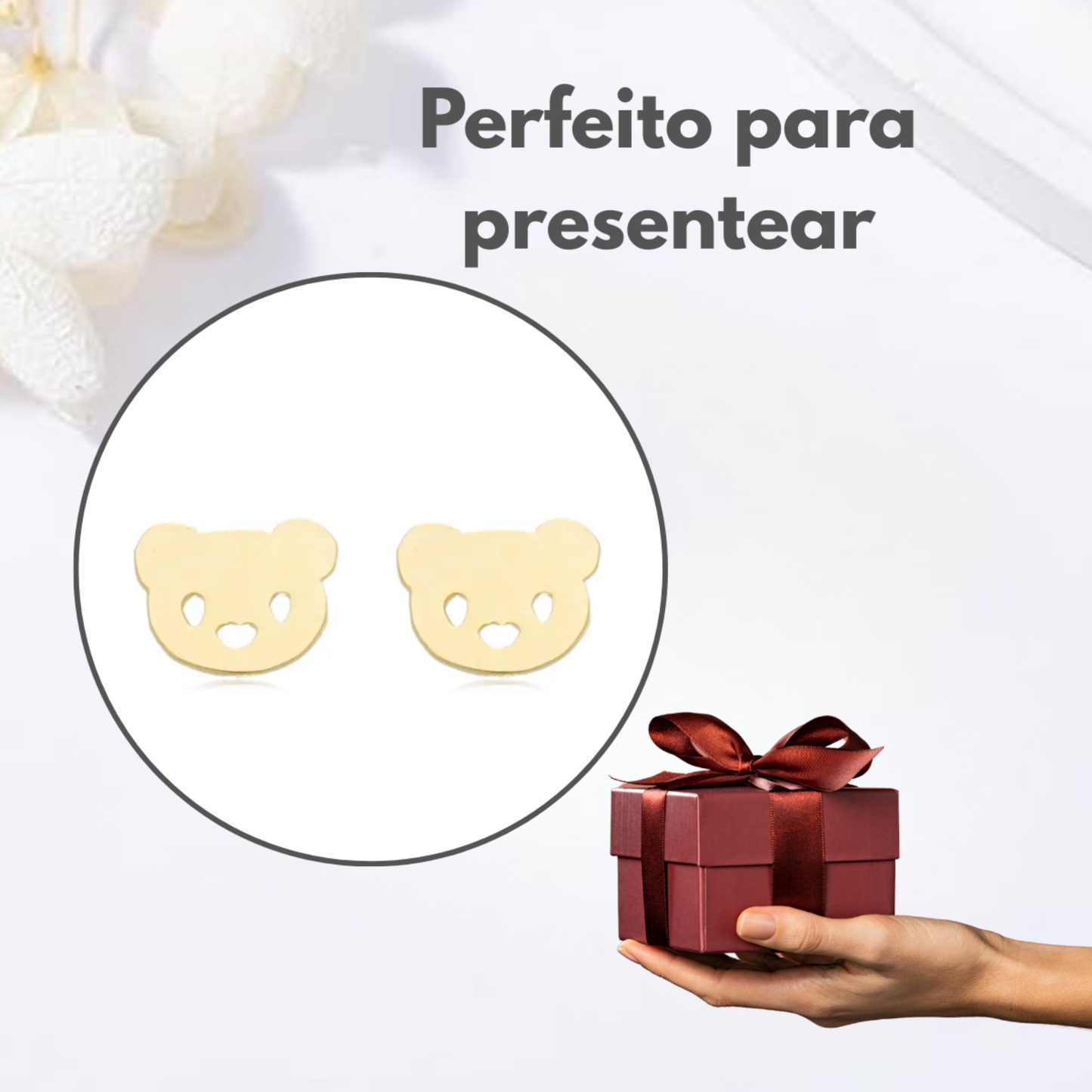 Brincos Infantis Carinha de Urso
